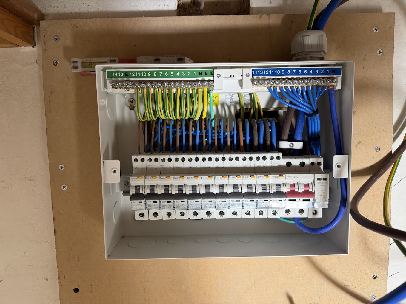 Consumer unit open for inspection and testing